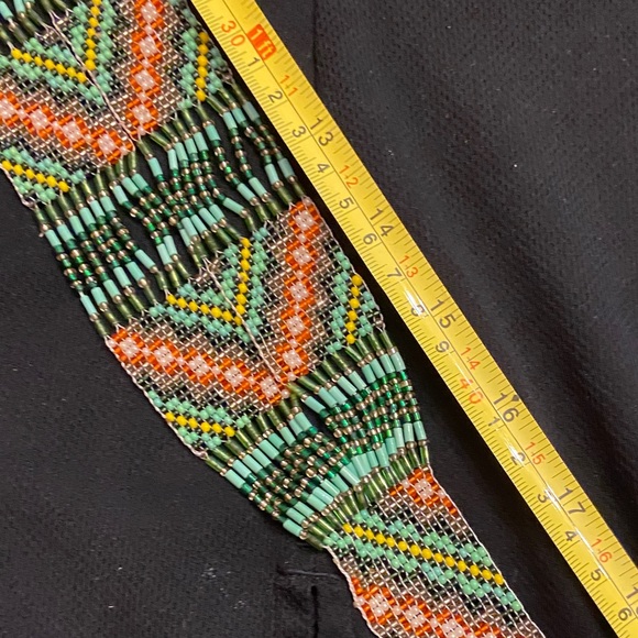 Handcrafted Beaded Ukrainian Necklace - Green and Orange - Picture 5 of 5